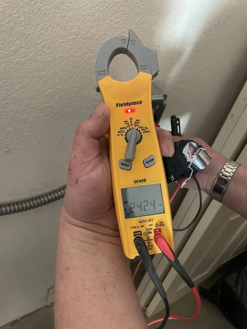 Voltage testing with clamp meter during Hot Tub / Pool Electrical Wiring in North Plainfield